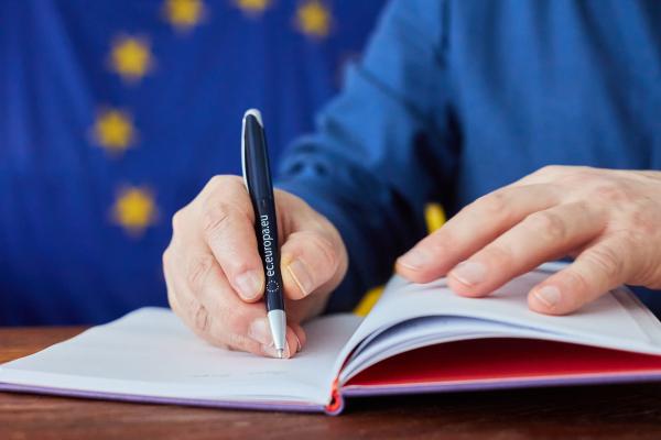 EU pen and flag